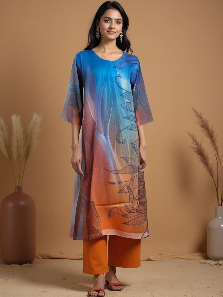 Semistitched Cotton Satin Kurta VISHAL KAPUR