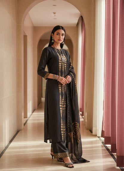Semi Stitched Formal chanderi Suitset