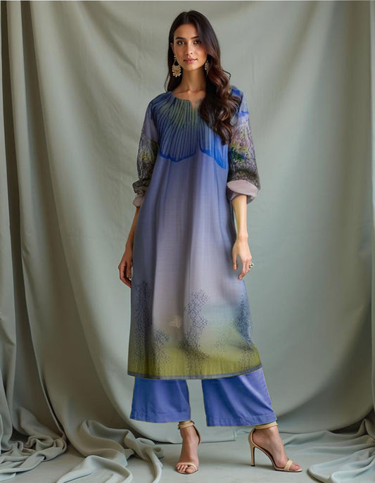 Semi Stitched Chanderi Printed kurta