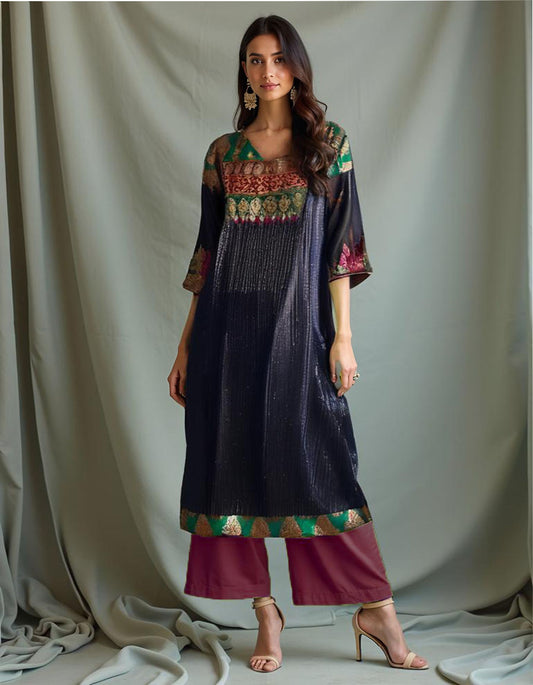 Semi Stitched Chanderi Kurta