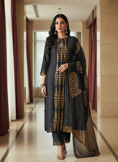 Semi Stitched Formal chanderi Suitset