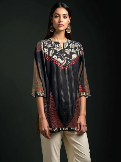 Semistitched Chanderi Kalamkari Short Tunic