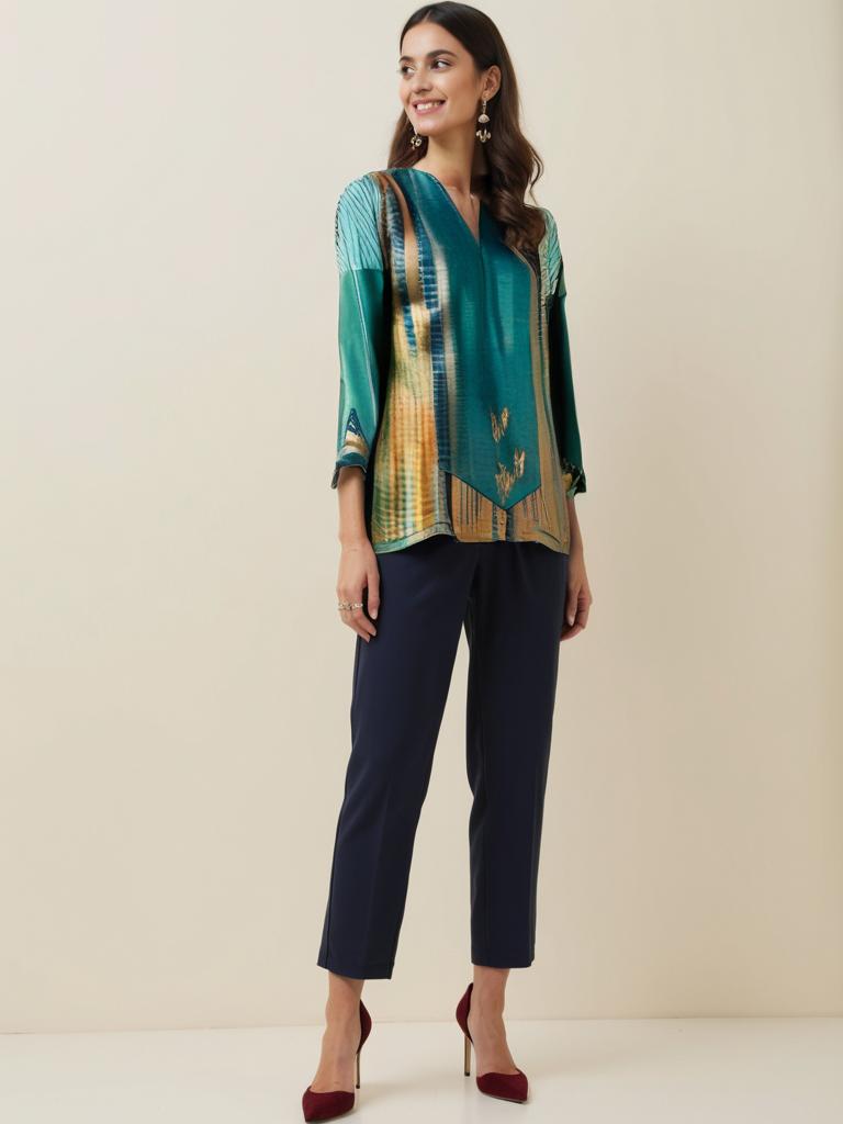 Semistitched Chanderi Shibori Short Tunic