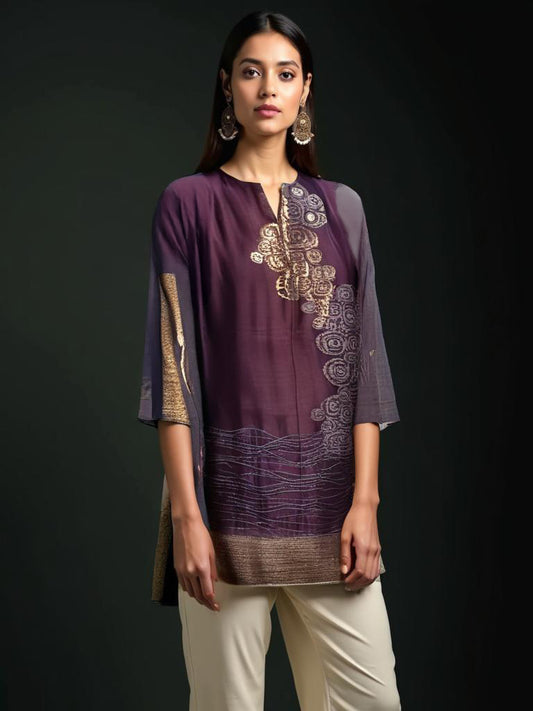 Semistitched Zari Woven Short Tunic