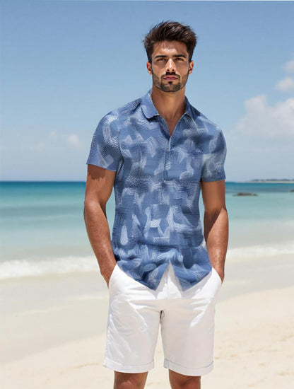 Indigo printed cotton Mens shirt