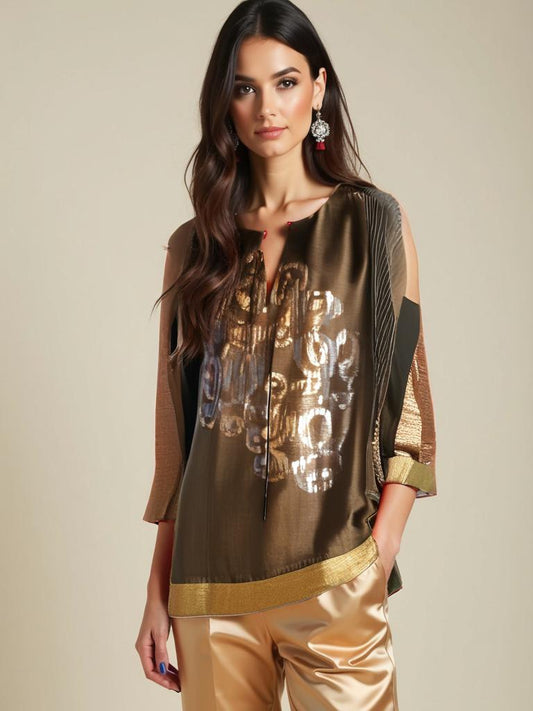 Semistitched Zari Woven Short Tunic