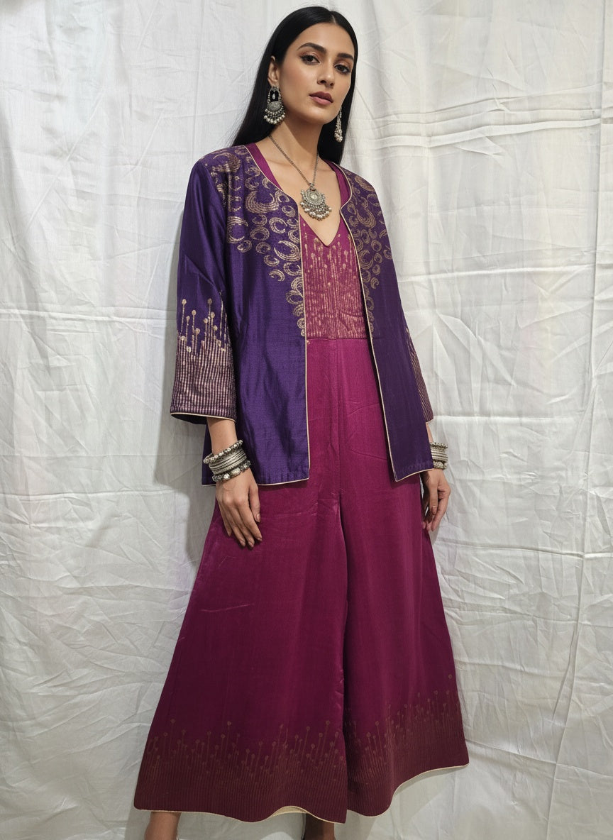 Stitched Jumpsuit set with jacket