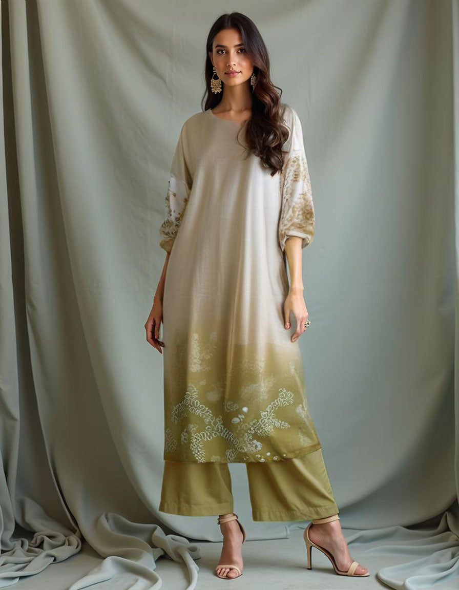 Semi Stitched Chanderi printed kurta