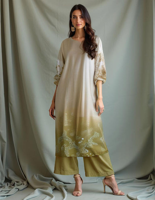 Semi Stitched Chanderi printed kurta
