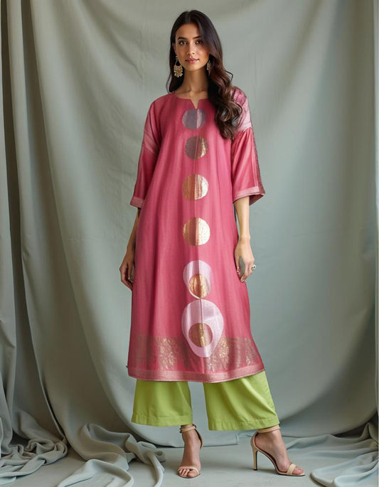 Semi Stitched Chanderi Formal kurta VISHAL KAPUR