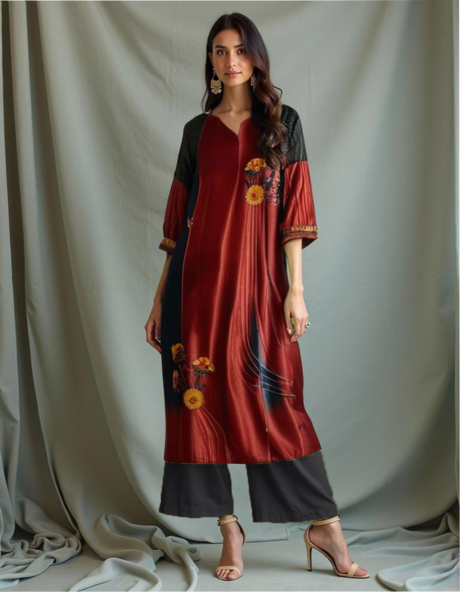Semi Stitched Chanderi Kurta