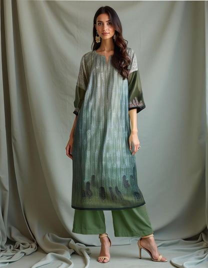Semi Stitched Chanderi printed Kurta