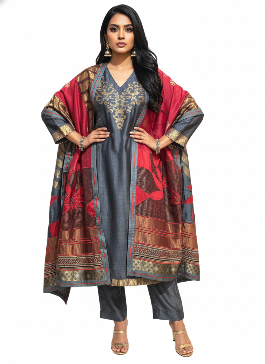 Semi Stitched Formal Chanderi Suitset
