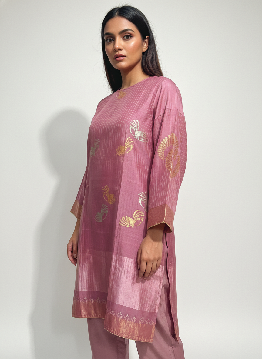 Semi Stitched Formal chanderi Kurta