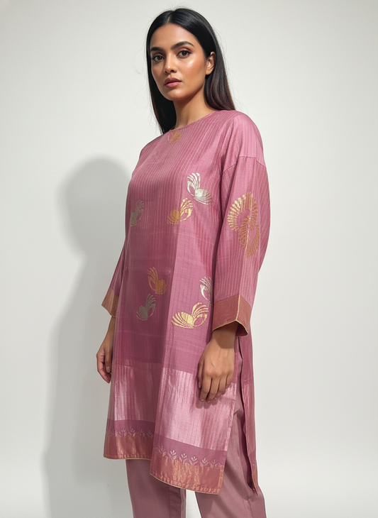 Semi Stitched Formal chanderi Kurta
