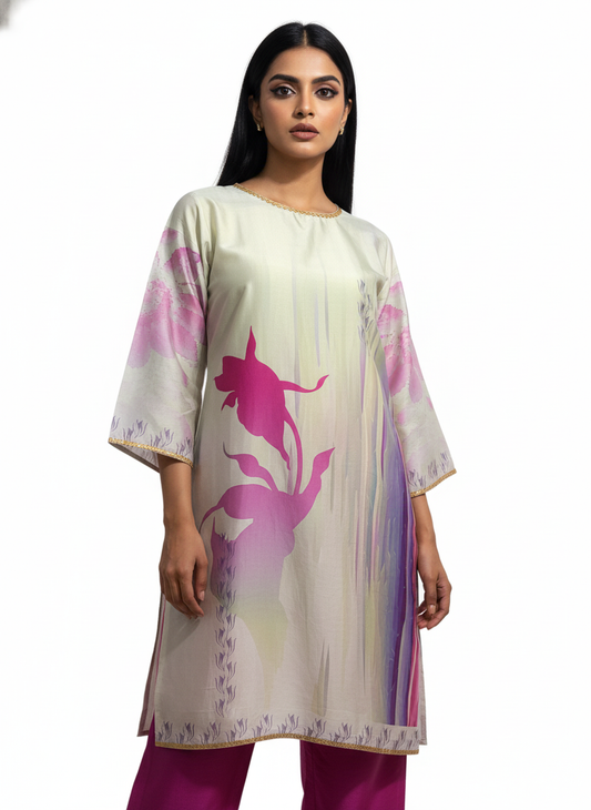 Semi Stitched Chanderi Kurta