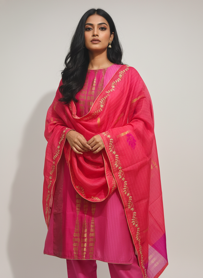 Semi Stitched Formal Chanderi Suitset