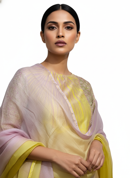 Semi Stitched Chanderi Casual Suitset