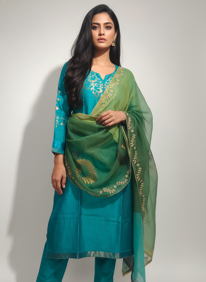 Semi Stitched Formal Chanderi Suitset