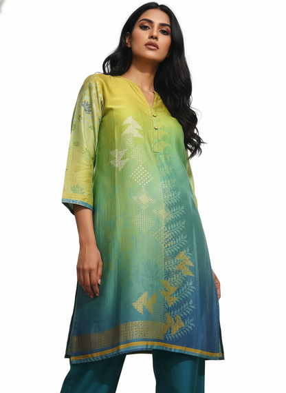 Semi Stitched Cotton Satin Kurta
