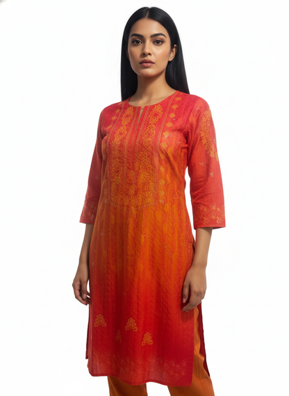 Semi Stitched Cotton Satin Kurta