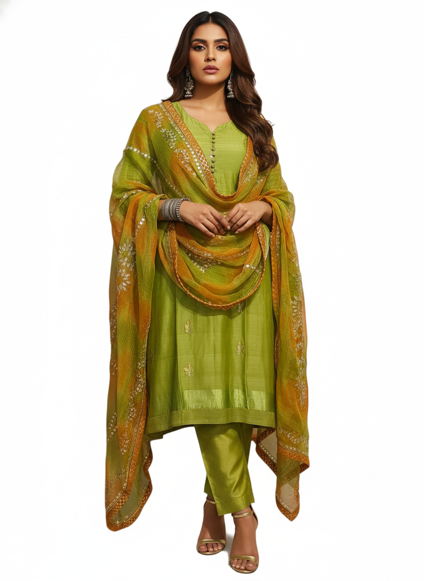 Semi Stitched Formal chanderi Suitset