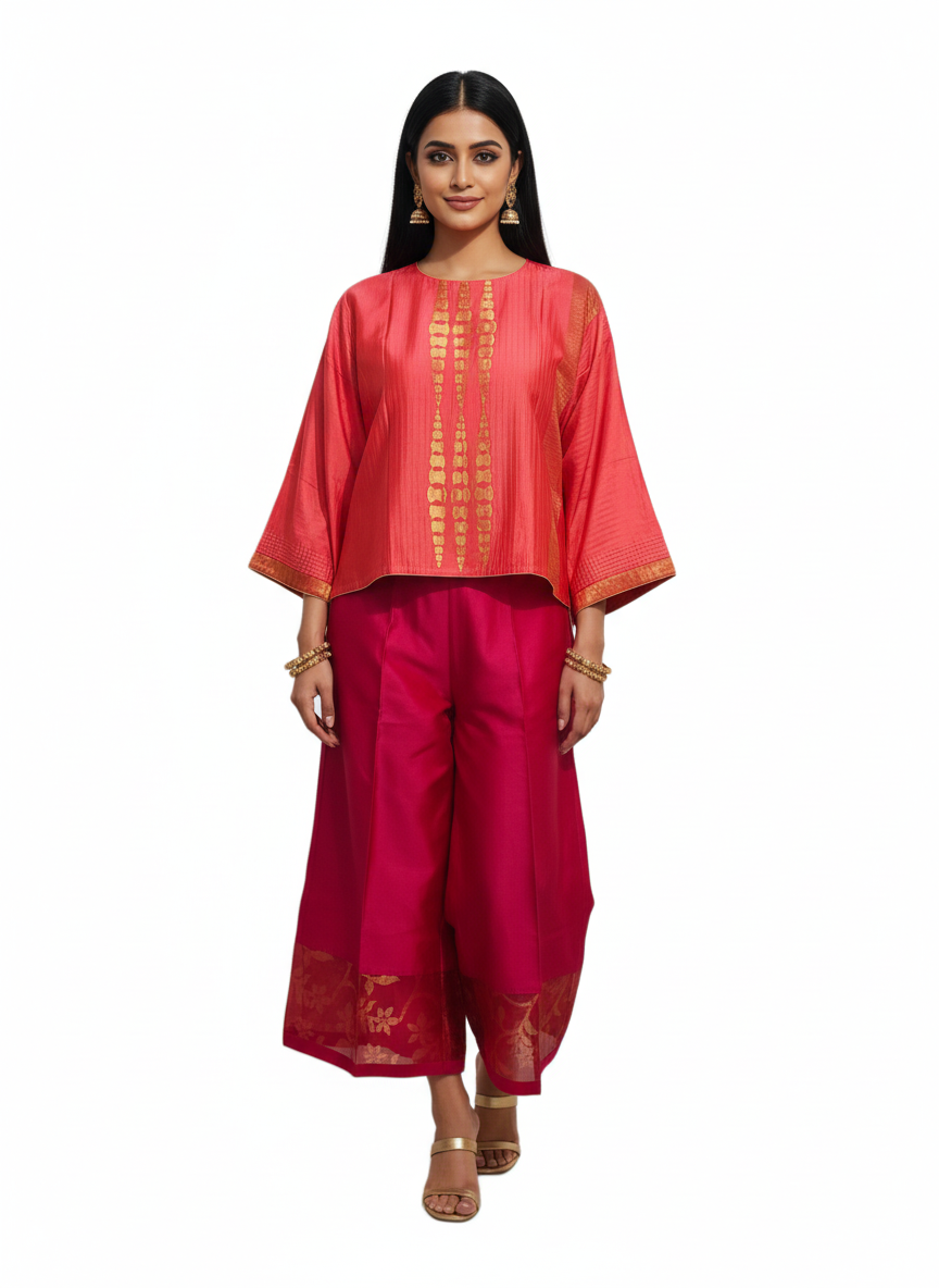 Indowestern chanderi formal coordset