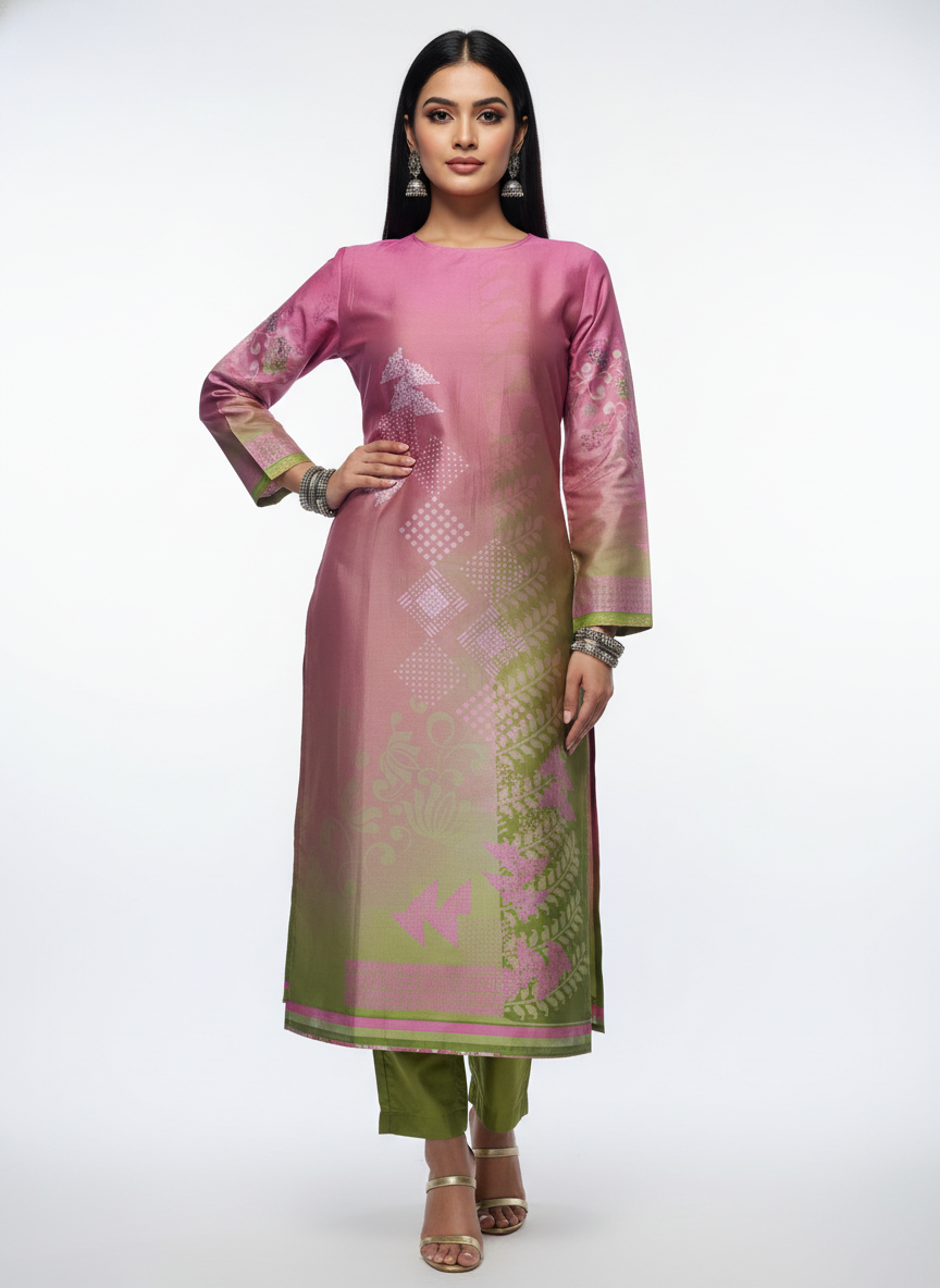 Semi Stitched Chanderi Kurta