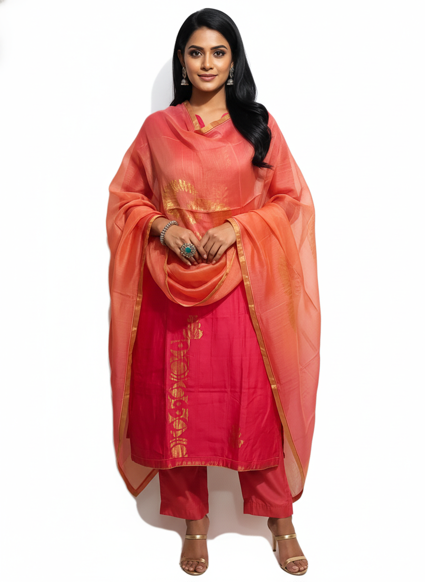 Semi Stitched Formal Chanderi Suitset