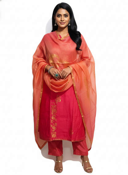 Semi Stitched Formal Chanderi Suitset