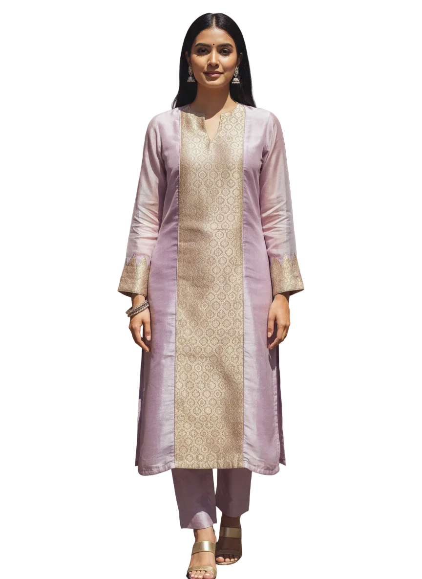 Semi Stitched Formal chanderi Kurta