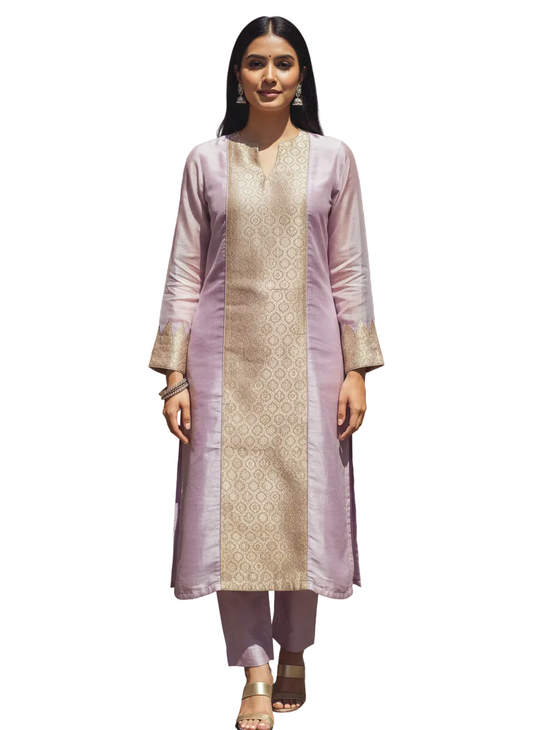 Semi Stitched Formal chanderi Kurta