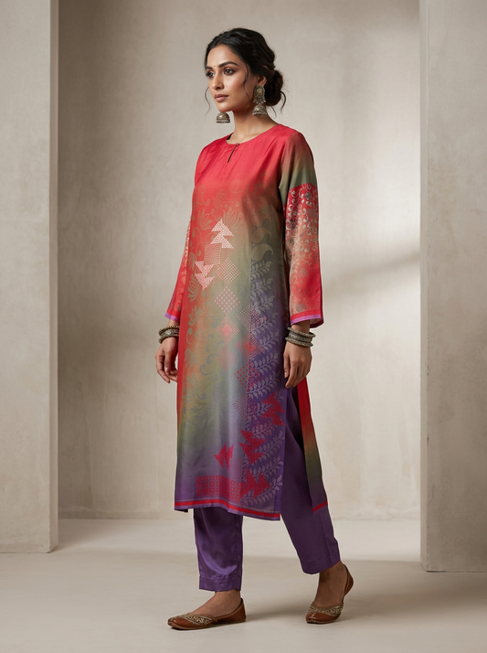 Semi Stitched Chanderi Kurta