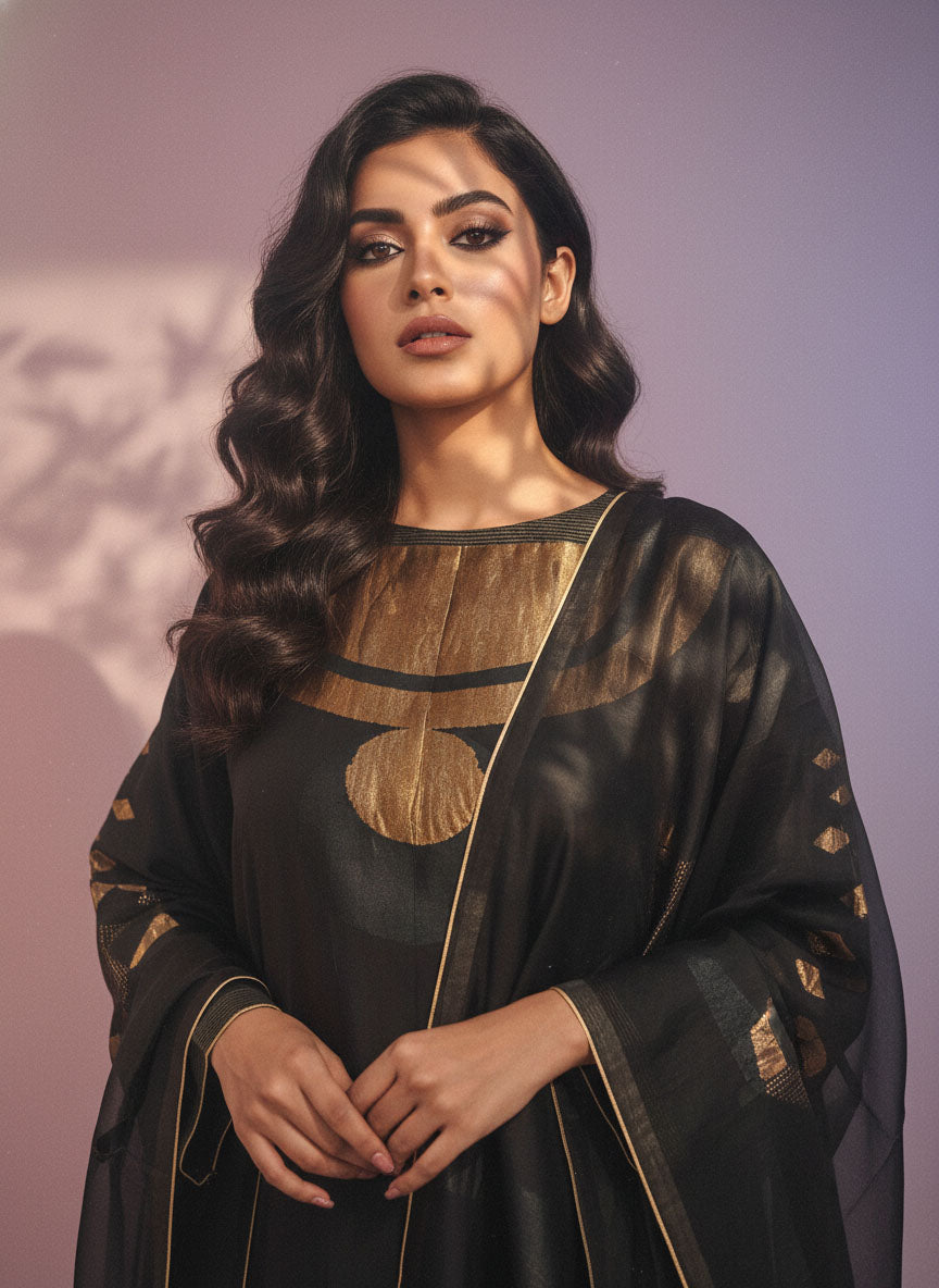 Semi Stitched Chanderi coordset dress