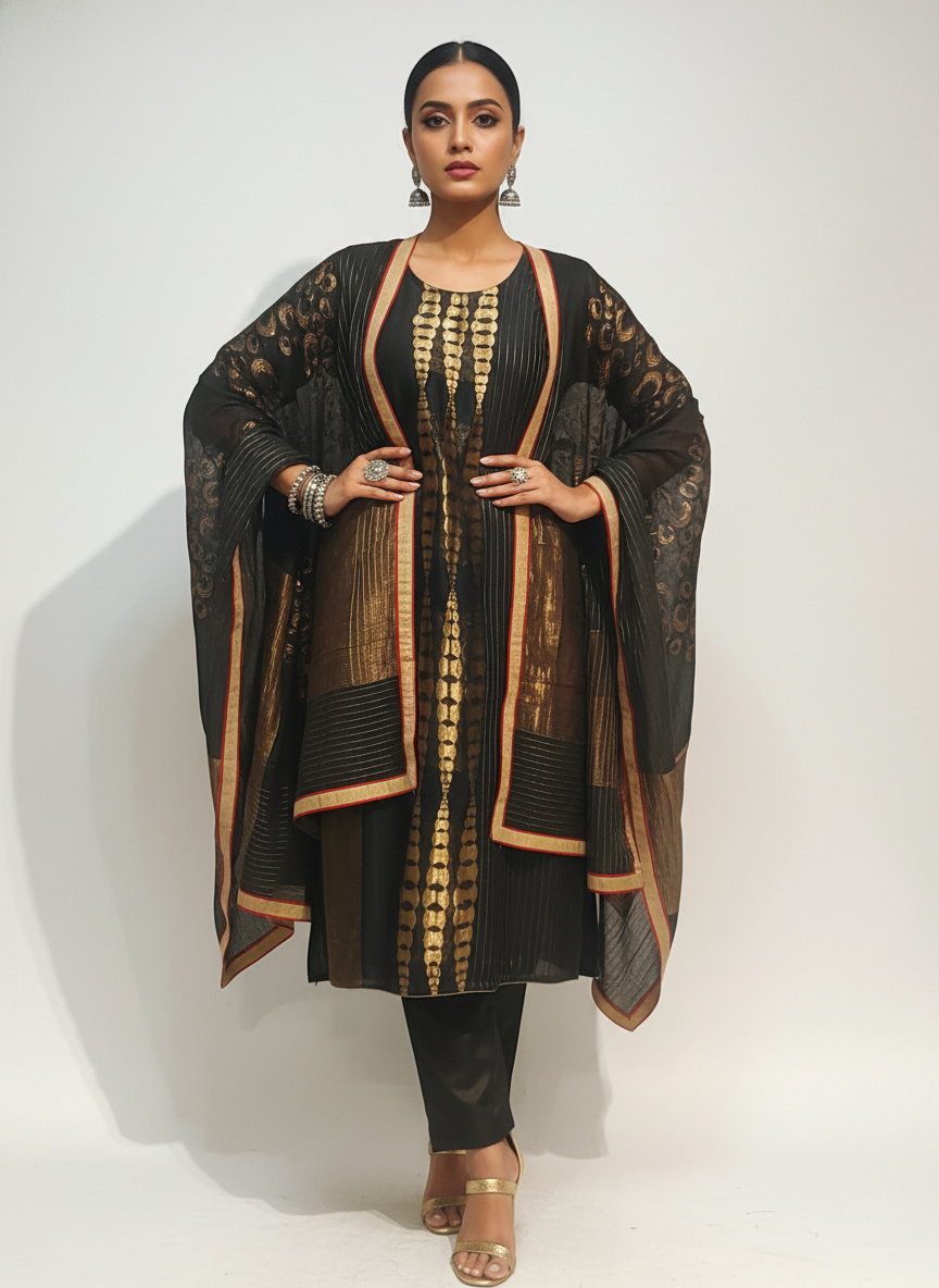 Semi Stitched Formal Chanderi Suitset