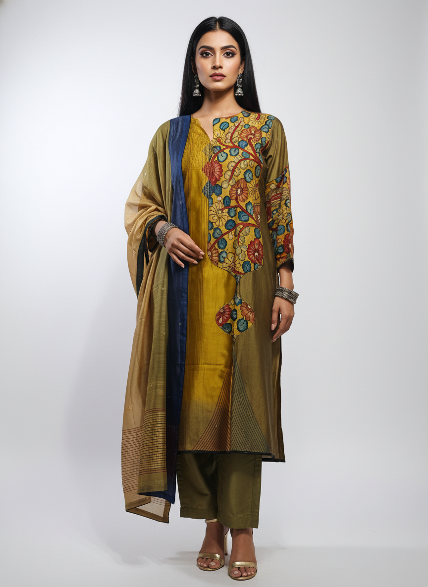 Semi Stitched Formal Chanderi Suitset