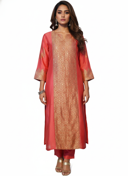Semi Stitched Formal chanderi Kurta