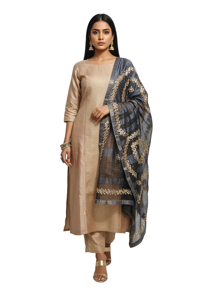 Semi Stitched Formal Chanderi Suitset