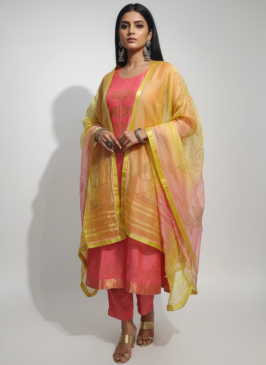 Semi Stitched Formal Chanderi Suitset