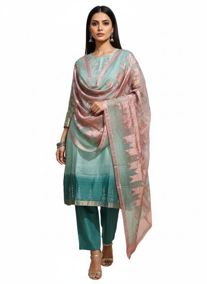 Semi Stitched Formal Chanderi Suitset
