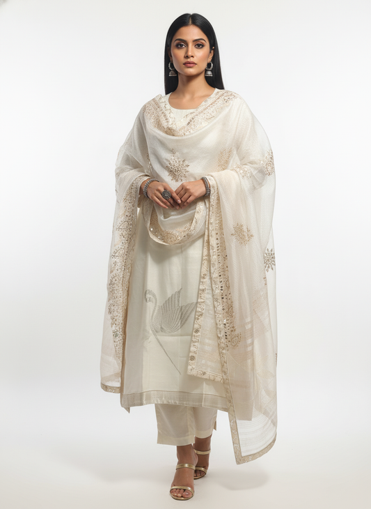 Semi Stitched Formal Chanderi Suitset
