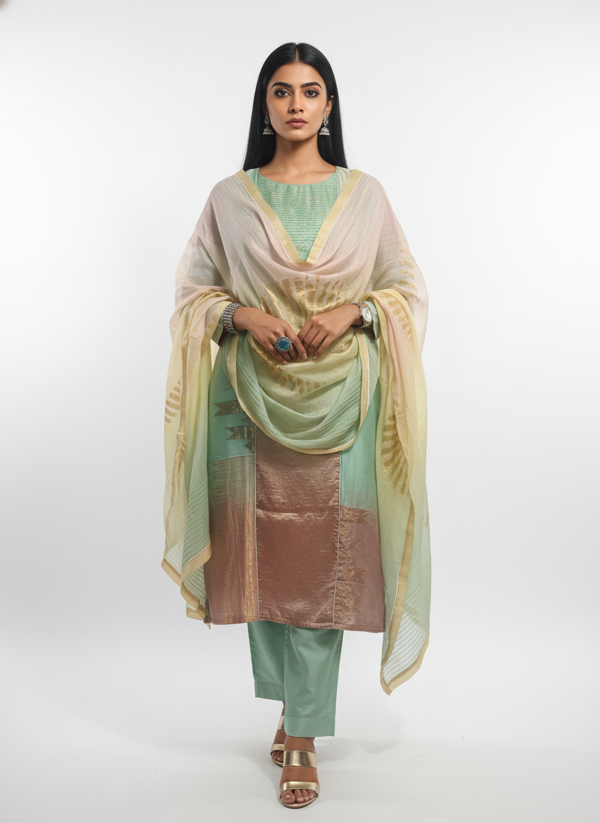Semi Stitched Formal Chanderi Suitset