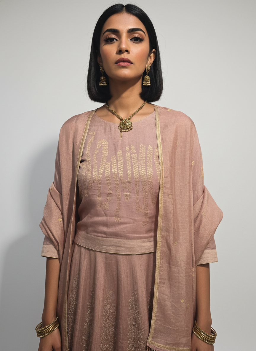 Formal chanderi Zari Woven Skirtset