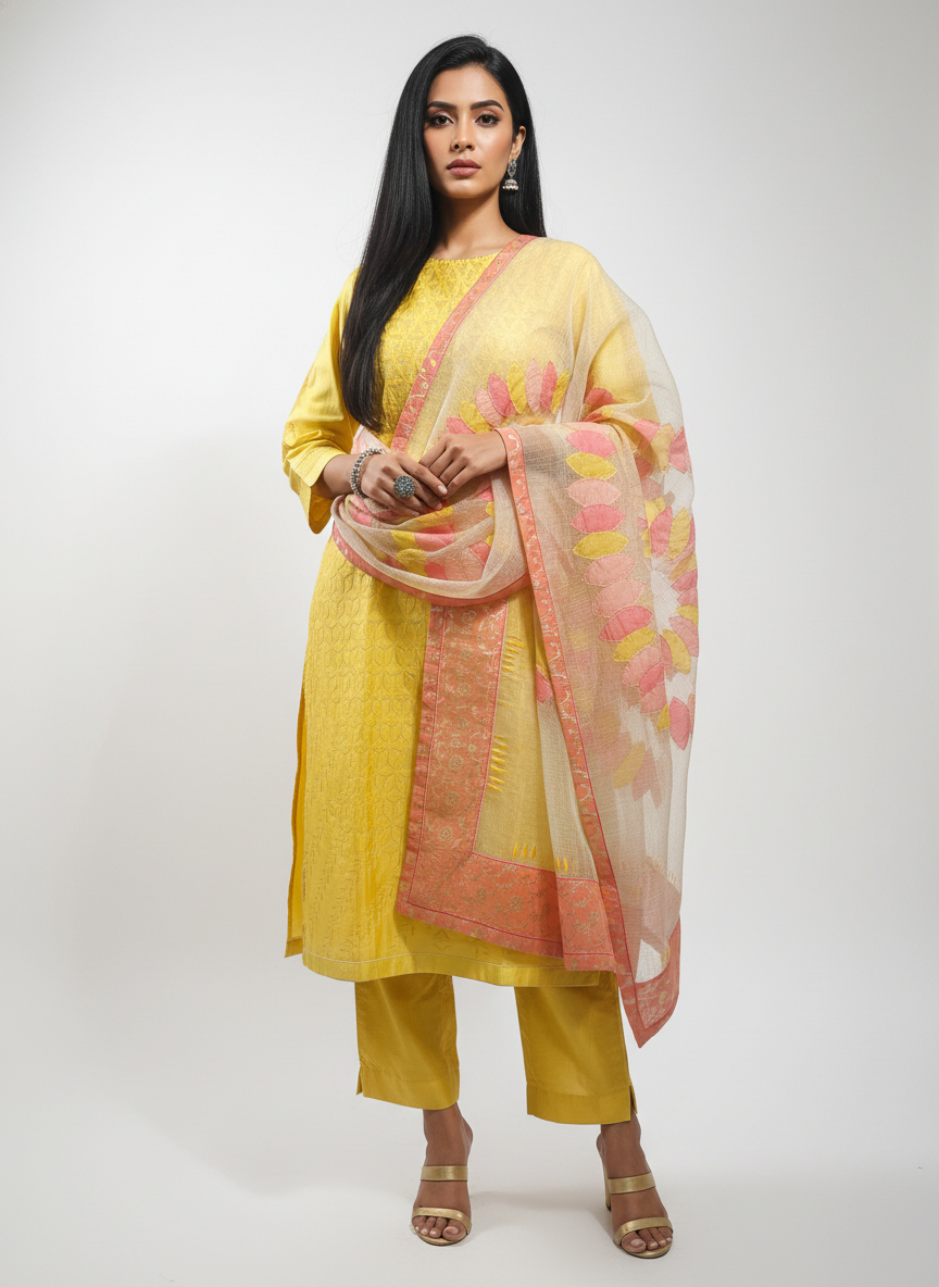 Semi Stitched Formal Chanderi Suitset