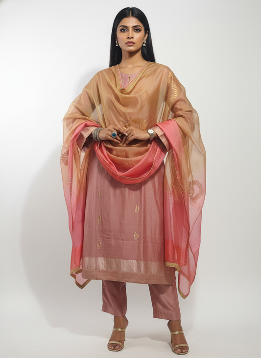 Semi Stitched Formal Chanderi Suitset