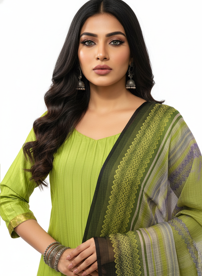 Semi Stitched Chanderi Casual Suitset