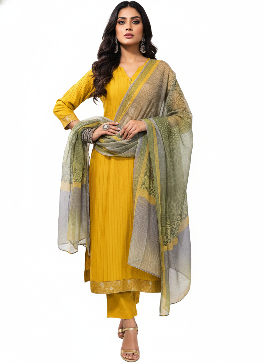 Semi Stitched Chanderi Casual Suitset