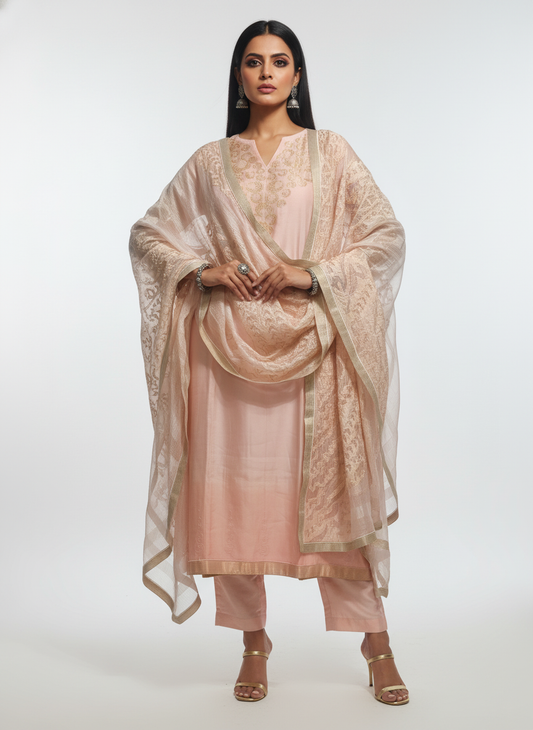 Semi Stitched Formal Chanderi Suitset