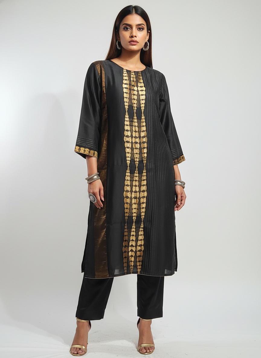 Semi Stitched Formal chanderi Kurta