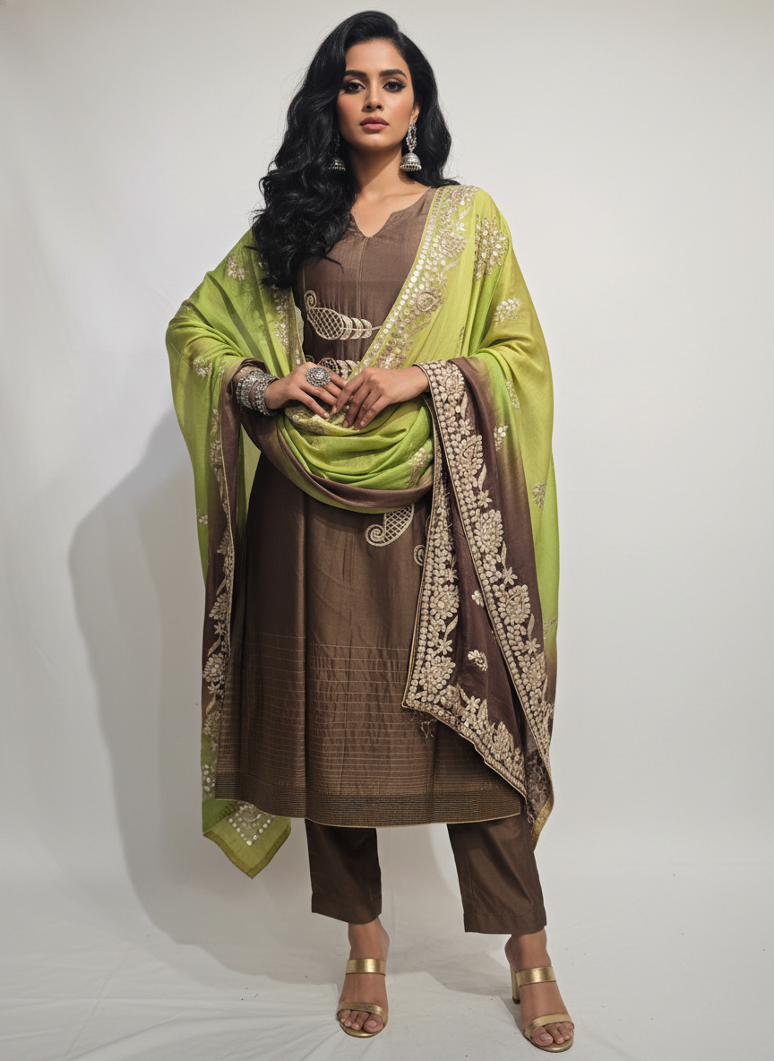 Semi Stitched Formal chanderi Suitset